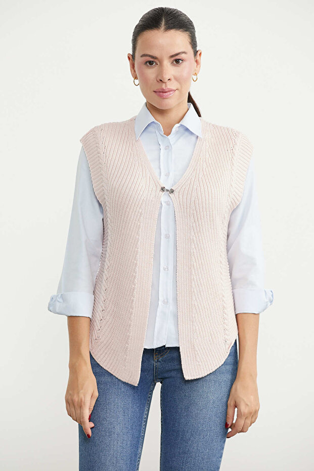 Agraf Detailed Wool Knitwear Vest - Pink