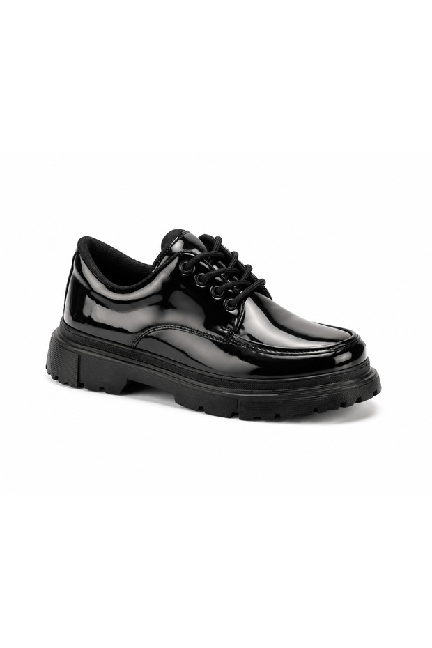 Mt-X6 Lace-Up Moccasin Men's Black Patent Leather with Laces
