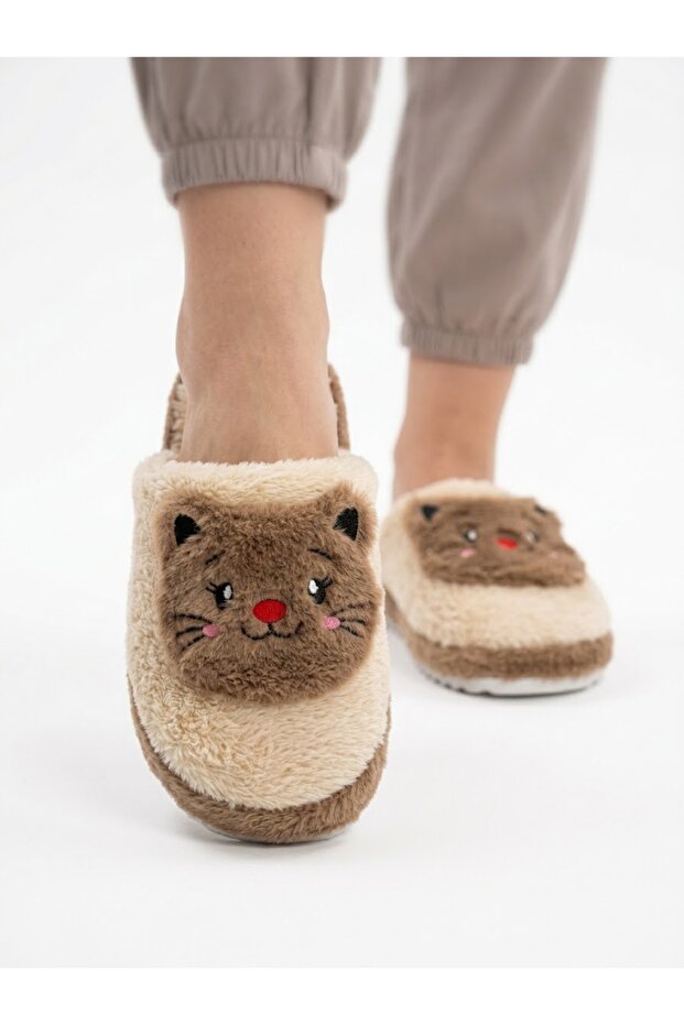 Women's Plush House Slippers with Cat Pattern, Soft, Warm, Furry, Comfortable Home - Dowry - Bundle Slippers