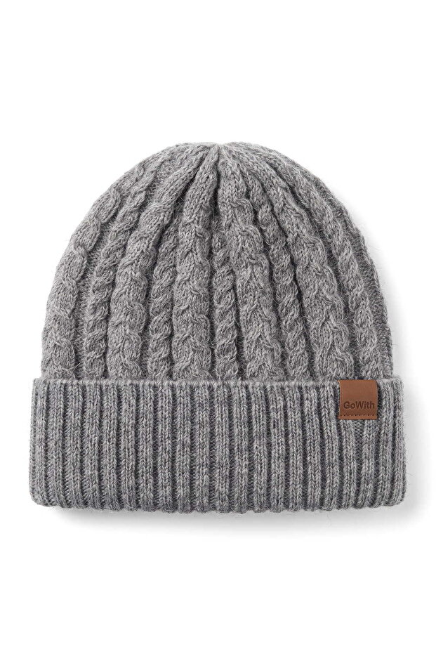 Unisex Alpaca Wool Folded Hair Knit Beanie
