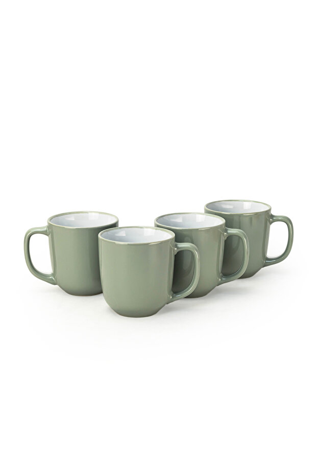 Stoneware IVY 4PCS Mug Set | 420 ML Olive Green Coffee Mug Set