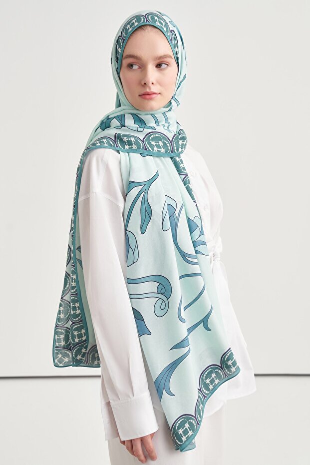 Lalezar Desen Norena Wool Shawl Turquoise
