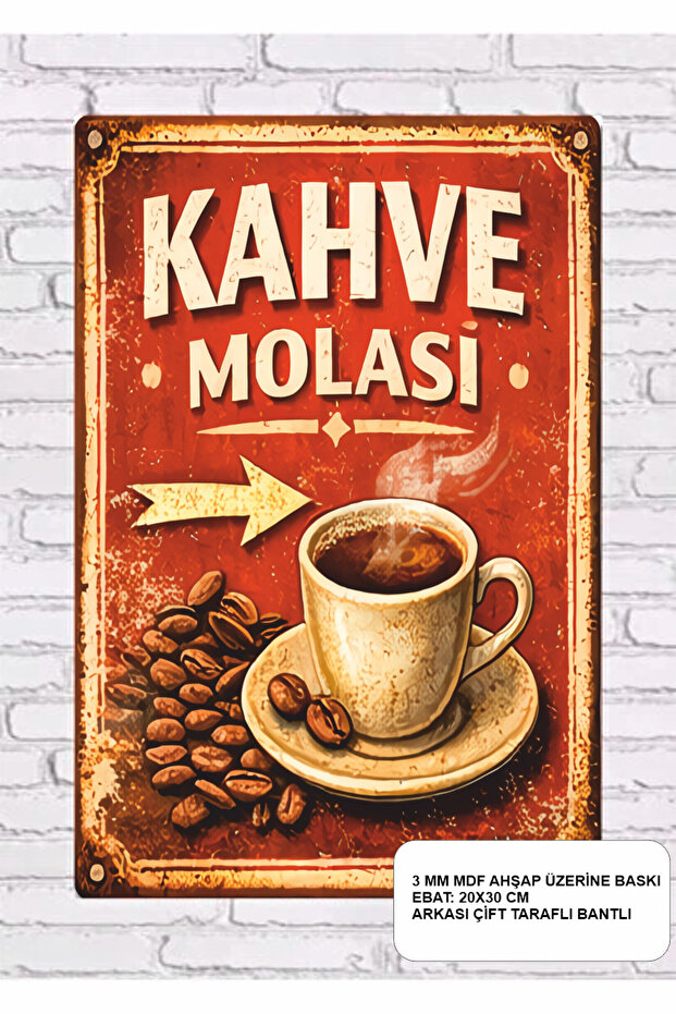 Coffee Corner Decoration Table Poster Coffee Break Retro Wooden Poster
