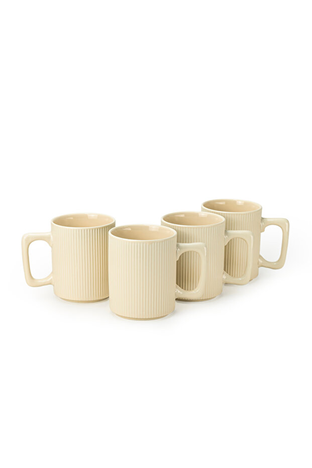 Stoneware ZOE 4PCS Mug Set | 385 ML Beige Coffee Mug Set