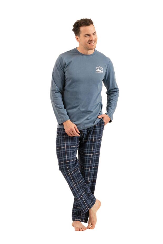 Men's Indigo Long Sleeve Pajama Set 3832-S