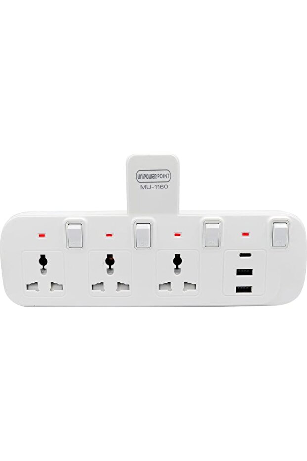 مقبس تمديد متعدد المنافذ مع 4 منافذ USB من النوع C، مقبس حائط قابل للتمديد