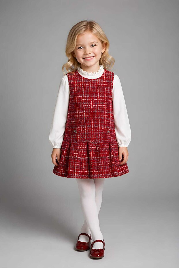 Girl's Red Long Sleeve Dress