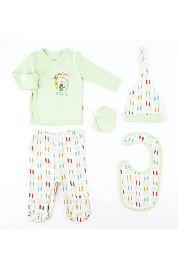 70% Bamboo Cotton 5-Piece Hospital-Issued Newborn Baby Clothing Set