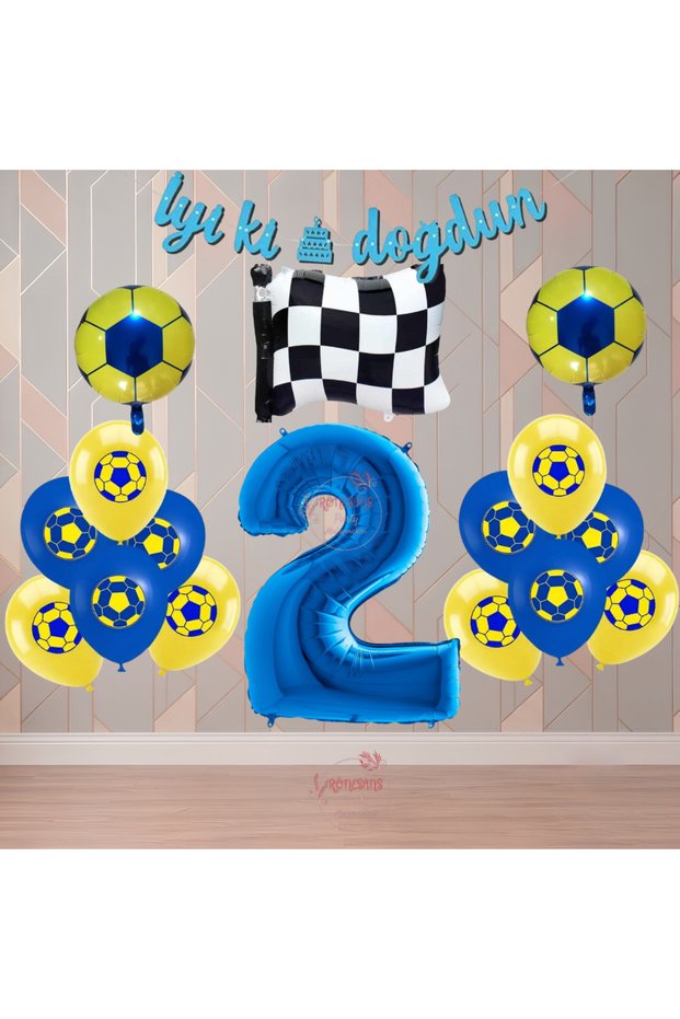 Rönesans Yellow-Navy Blue Football Fan Themed Birthday Party Set Age-2