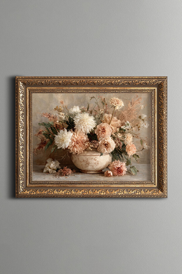 Pastel Flowers in a Vase - Vintage Patterned Painting - Thick Model