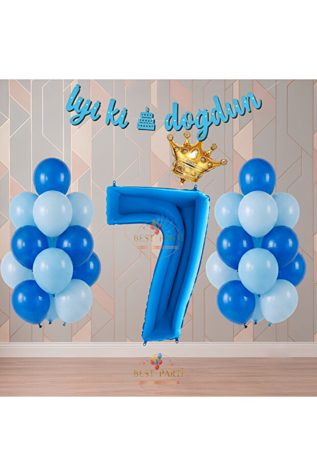 Best Blue Color Themed Numbered Birthday Party Set Age-7