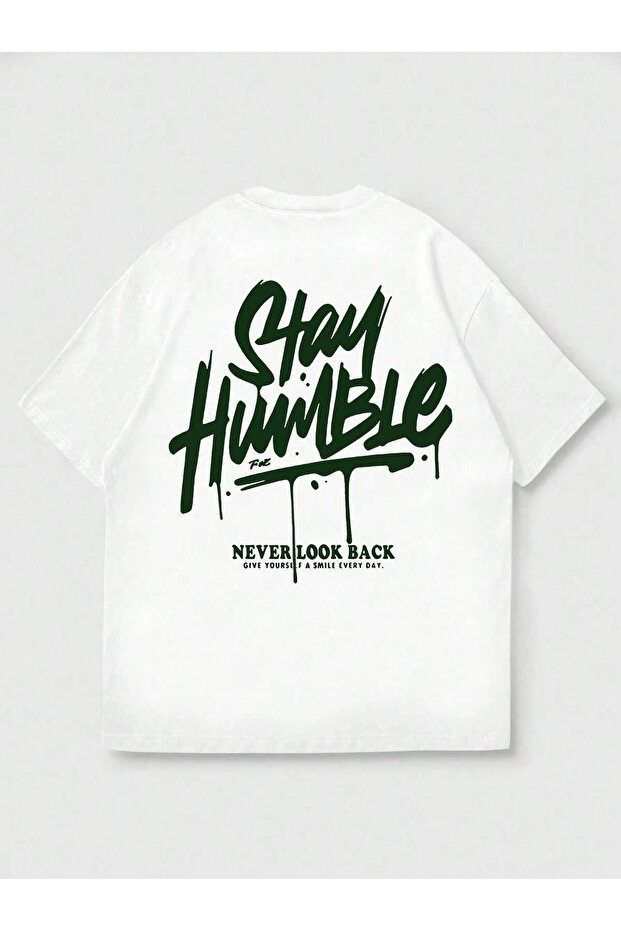 Stay Humble Printed Oversize Boxy Cut Unisex 100% Cotton Tshirt (190 Gsm)