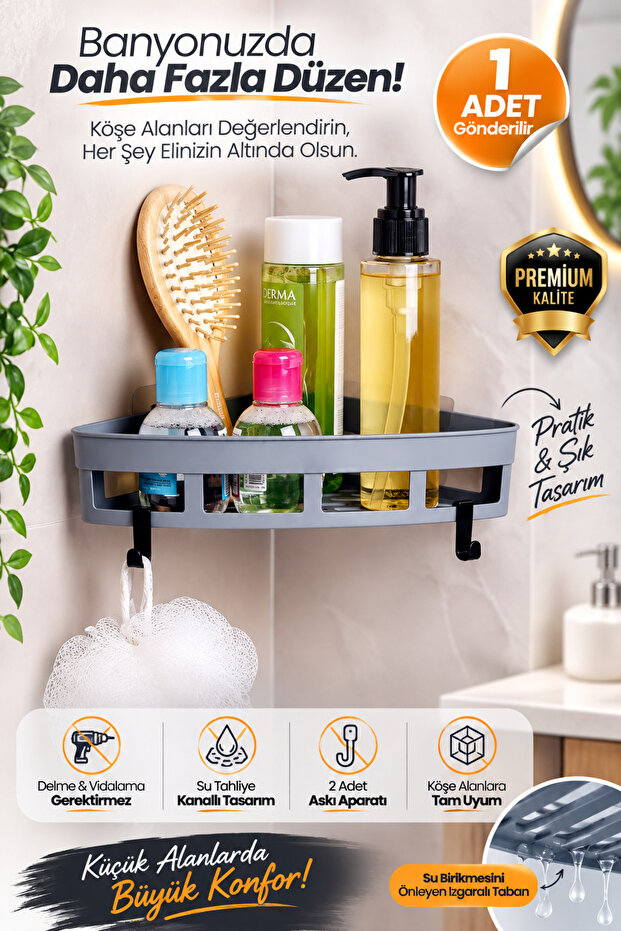 Multi-Purpose Adhesive Corner Organizer Shelf-1 Piece