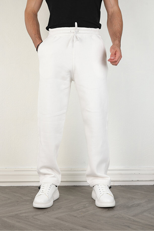 Men's 3 Thread Threaded Baggy Wide Leg Winter Sweatpants with Stopper