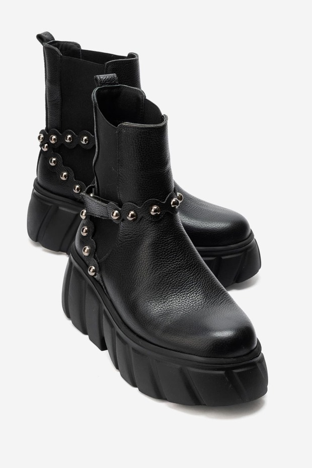 Harvolime Women's Genuine Leather Boots Black