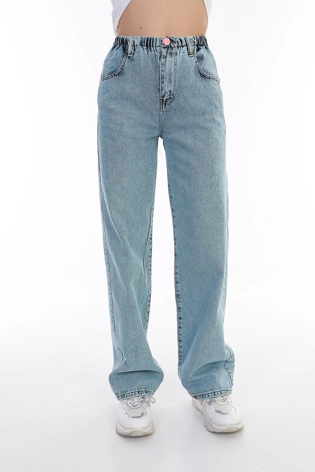 Girl's Full Waist Elastic Wide Leg Comfortable Daily Denim Jeans