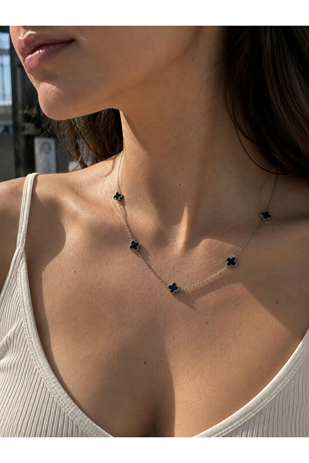 Mini Clover Model Women's Stainless Steel Necklace - Does Not Tarnish Double-Sided