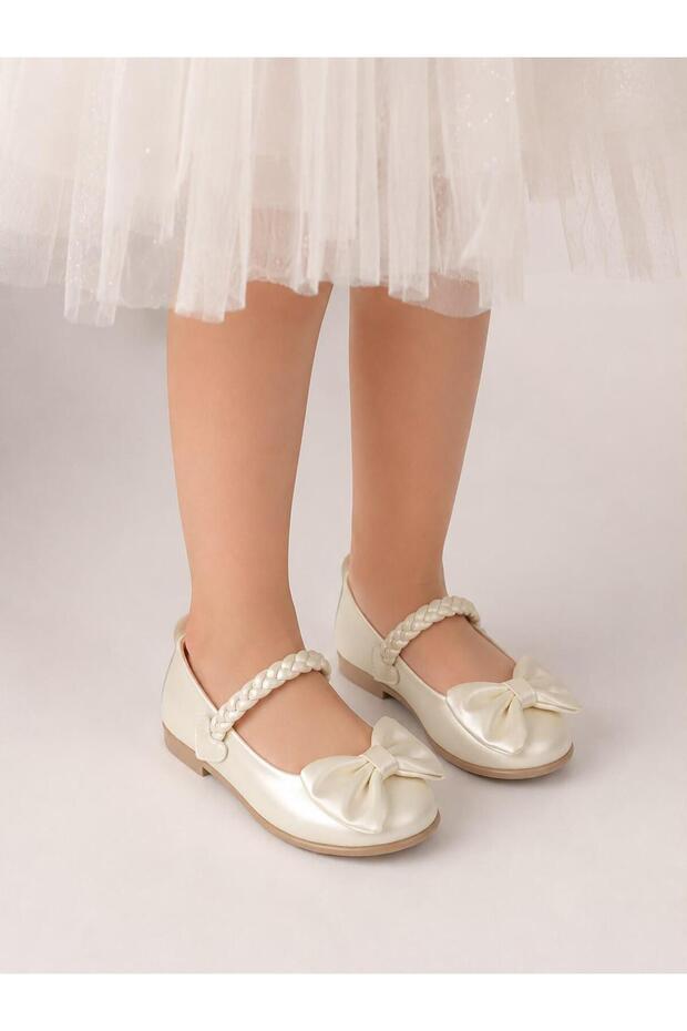 Girls' Knitted Ballet Flats with Straps