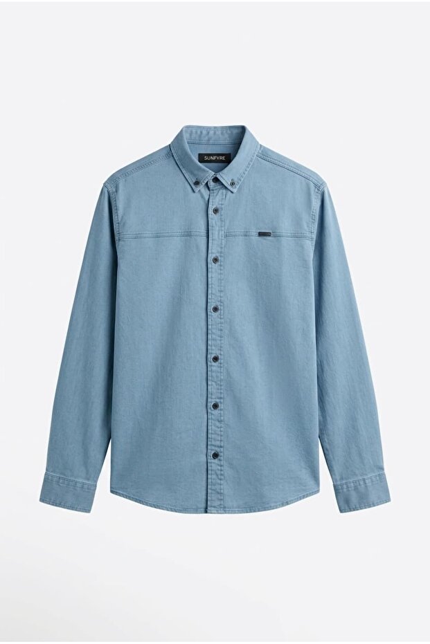 Men's Mint Piece Slim Fit Gabardine Shirt Sun475