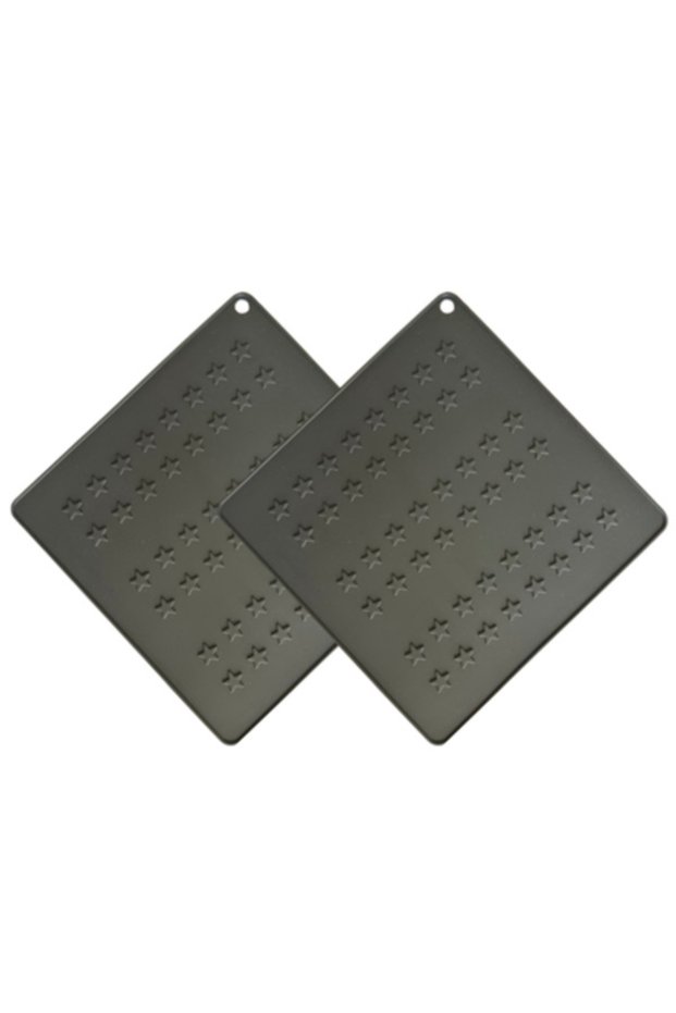 2Pcs 16X16Cm Gray Star Pattern Silicone Pot Mat, Heat Resistant Non-Slip Trivet, Airfryer Cooking Mat, Multi-Purpose Silicone Kitchen Mat