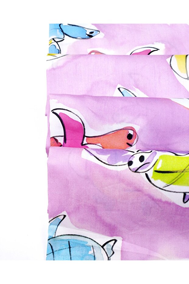 Pink with Colorful Turtle Pattern Cotton Voile Voile Woven Fabric for Shirts & Dresses Width: 150cm