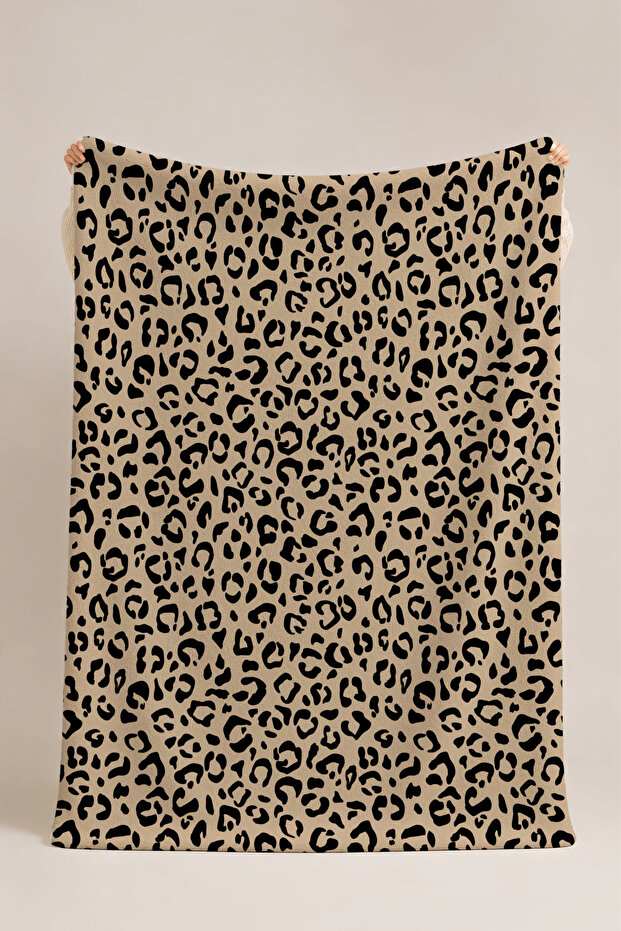 Gold Leopard Patterned Multi-Purpose Fleece Blanket & Coverlet