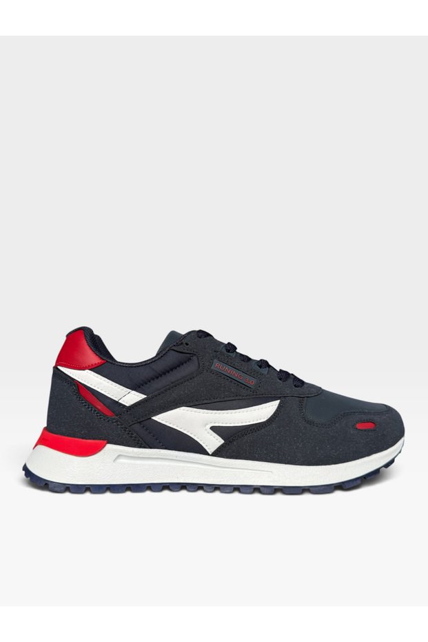 Men's Orthopedic Daily Walking Running Sneaker Sports Shoes Dark Blue - Red