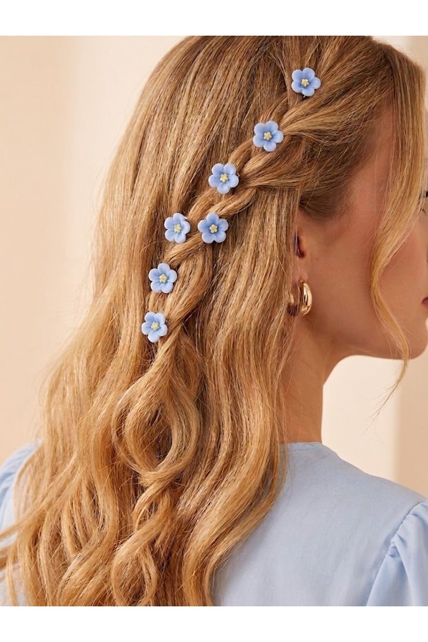 8 Pieces of Flower Figured Hair Earrings Hair Ornament Clips