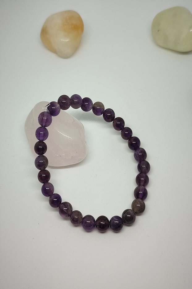 Certified 6 mm Amethyst Natural Stone Bracelet