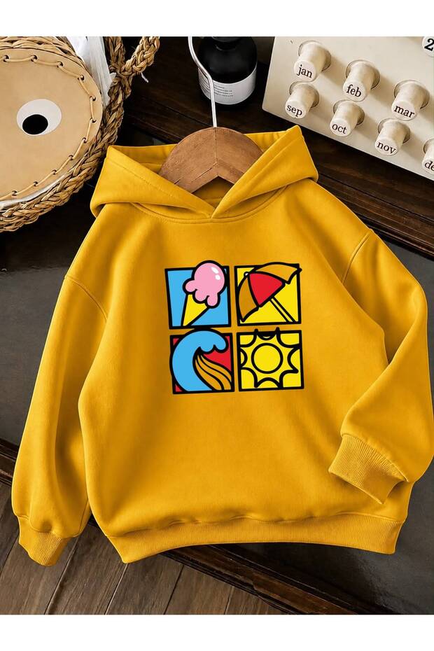 3 Yarn Combed Cotton Summer Printed Unisex Children's Hooded Sweatwear We4