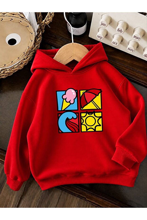 3 Yarn Combed Cotton Summer Printed Unisex Children's Hooded Sweatwear We4