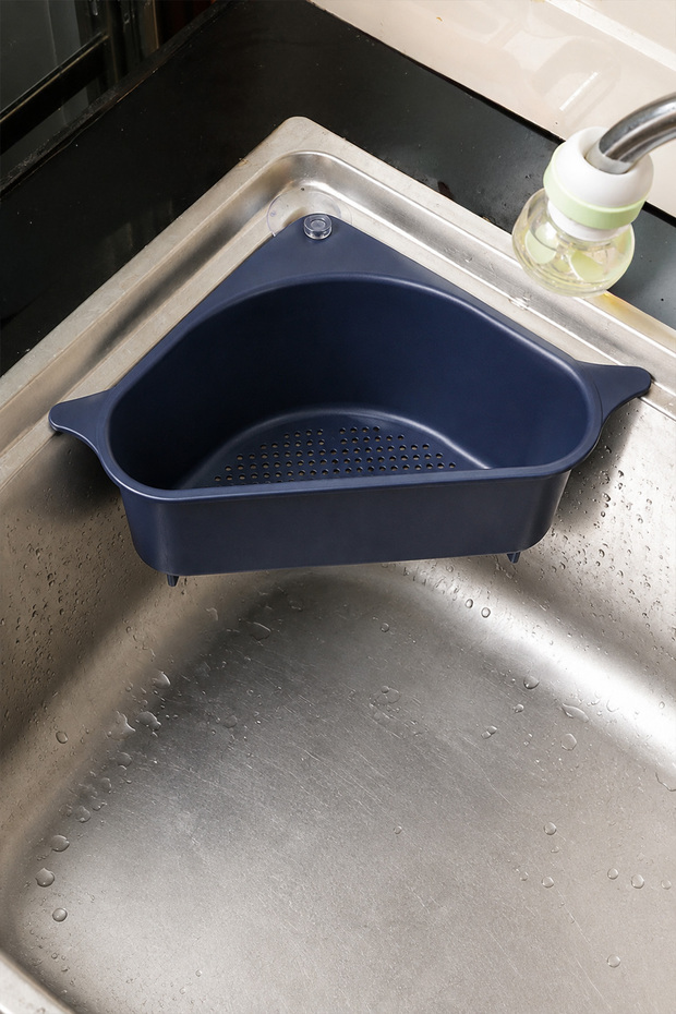Corner Organizer for Inside the Sink with Strainer, Kitchen Sink Organizer Dish Sponge Holder Brush Holder