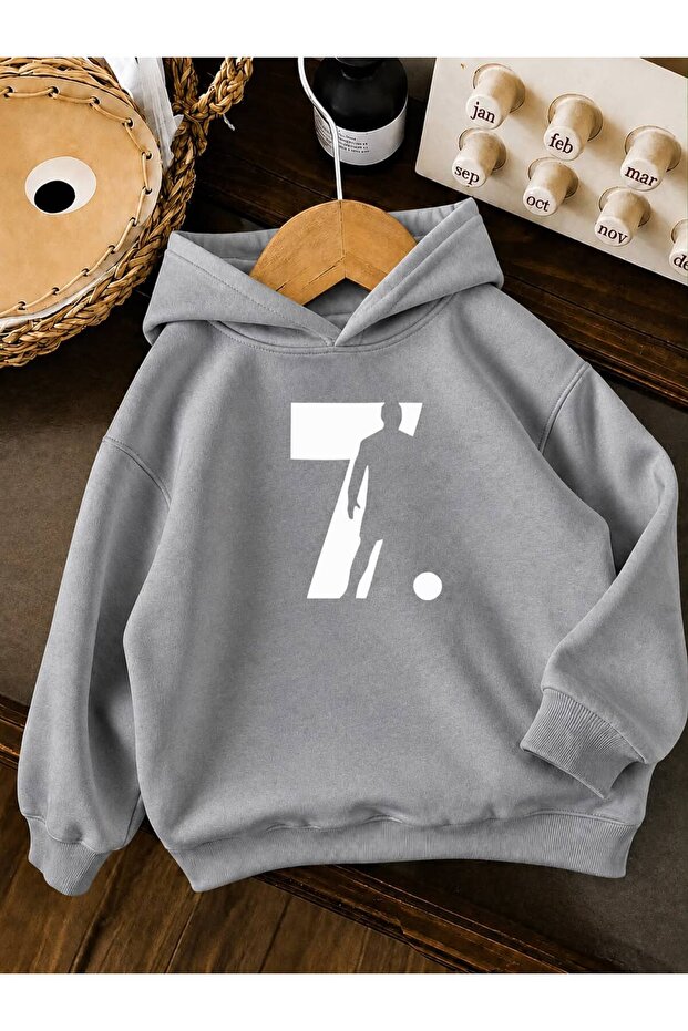 3 Yarn Combed Cotton 7 Printed Unisex Children's Hooded Sweat Wq6