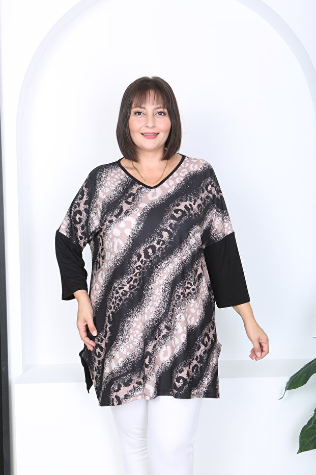 Women's Lycra Viscose V-Neck Plus Size Tunic