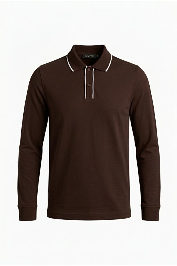 Men's Polo Collar Long Sleeve Modal Fabric Sweatshirt Sun477