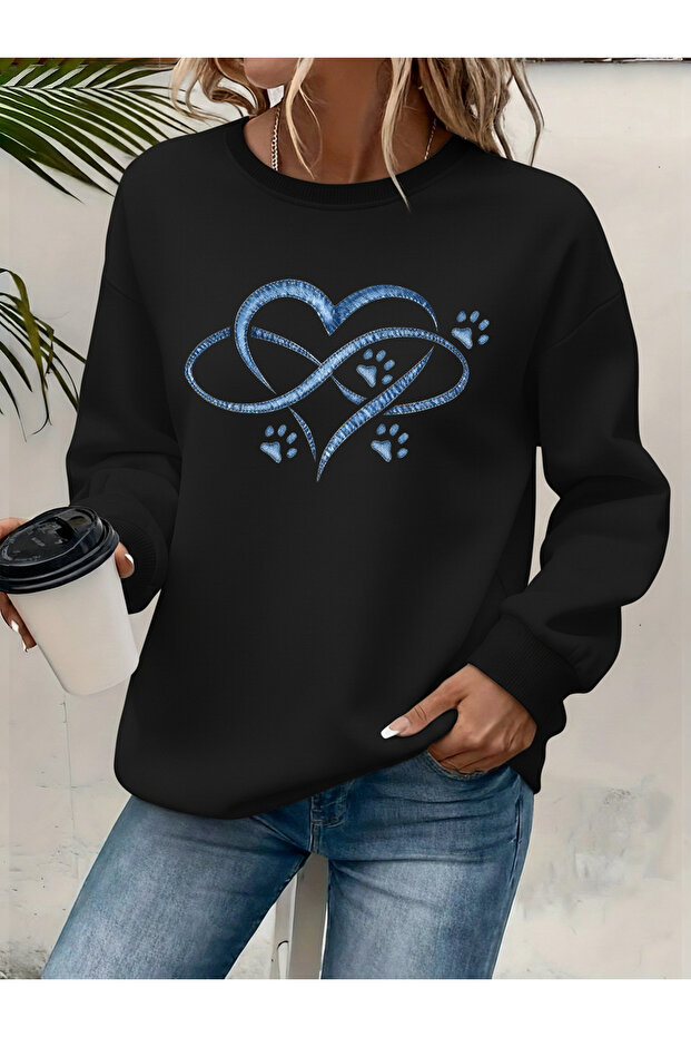 Women's Printed Crew Neck Comfortable Fit Sweatshirt