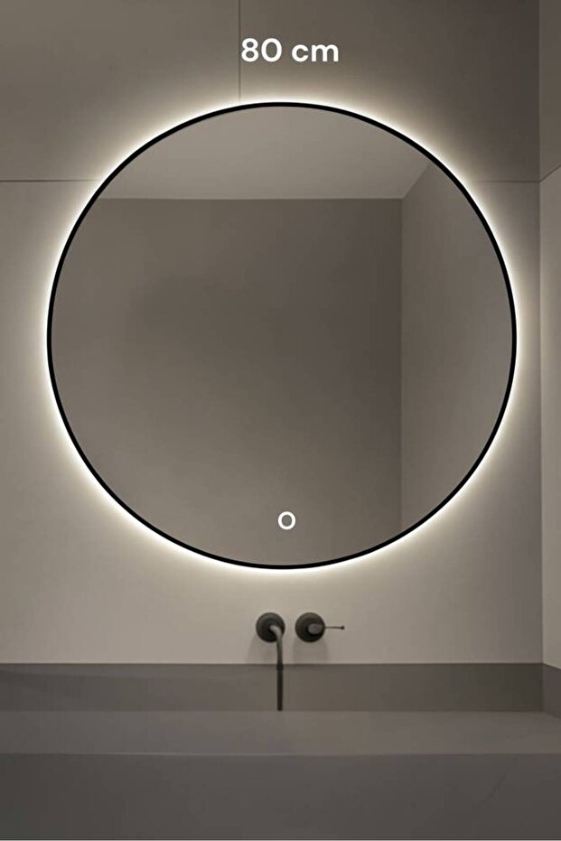 مرآة حائط LED كهربائية دائرية بثلاثة أوضاع إضاءة / 80 cm