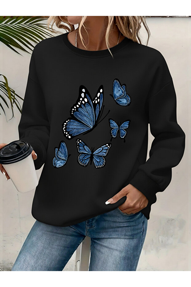 Women's Printed Crew Neck Comfortable Fit Sweatshirt