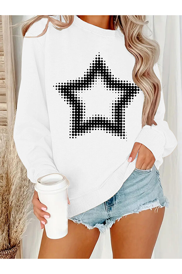 Women's Printed Crew Neck Comfortable Fit Sweatshirt