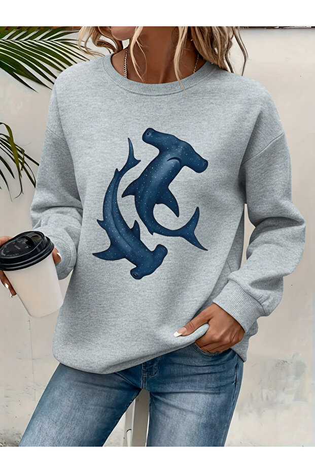 Women's Printed Crew Neck Comfortable Fit Sweatshirt