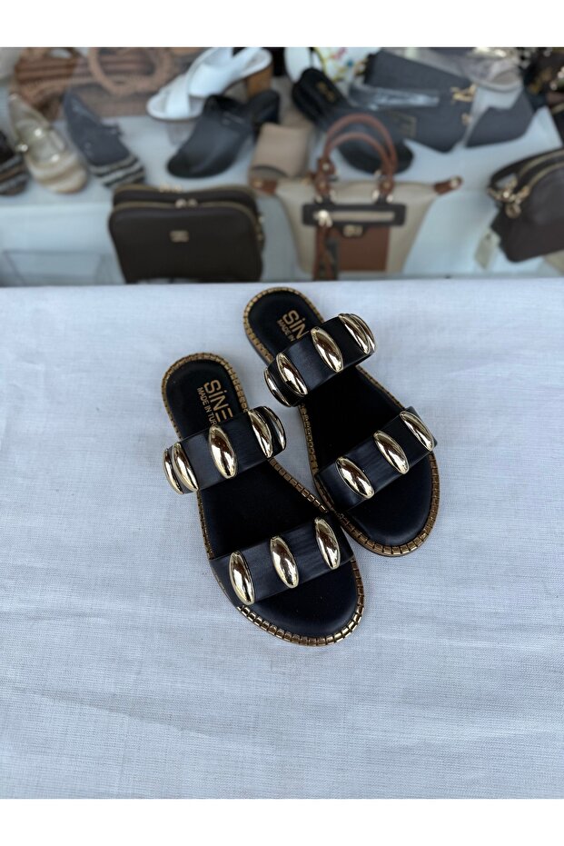 Gold Buckle Detailed Slippers