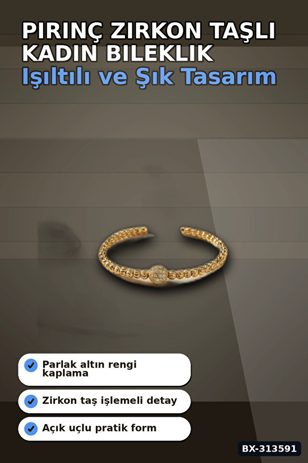 Brass Zircon Stone Women's Bracelet - Dorika Model Color Single Package Bx-313591