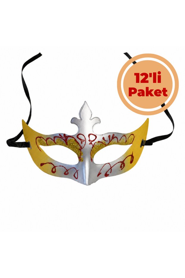 Prom Mask Silver 12'Li Package New Year's Halloween Halloween Costume Party Bachelorette