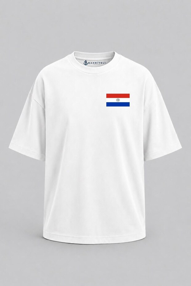 Oversize Paraguay Flag Pocket Printed Unisex T-Shirt