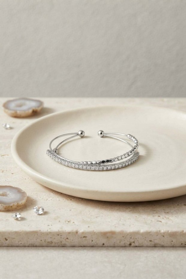 Silver Color Zircon Stone Dorical Model Women's Bracelet