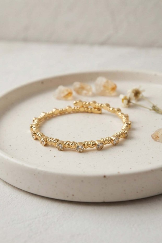 Gold Color Dorika Model Row of Zircon Stones Women's Bracelet