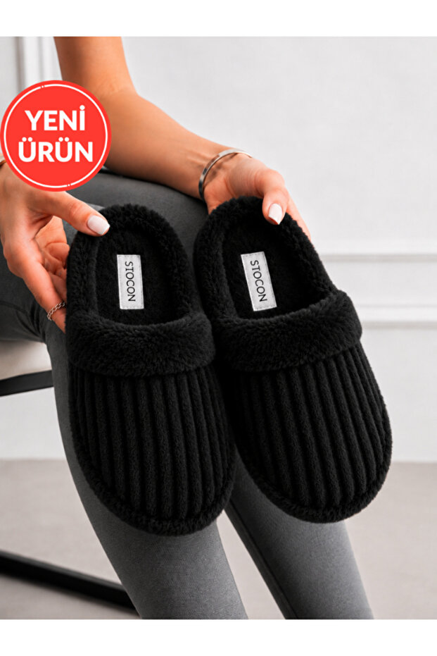 Women's Plush House Slippers Closed Toe Open Heel Warm Soft Sole Winter Slippers Stc1343