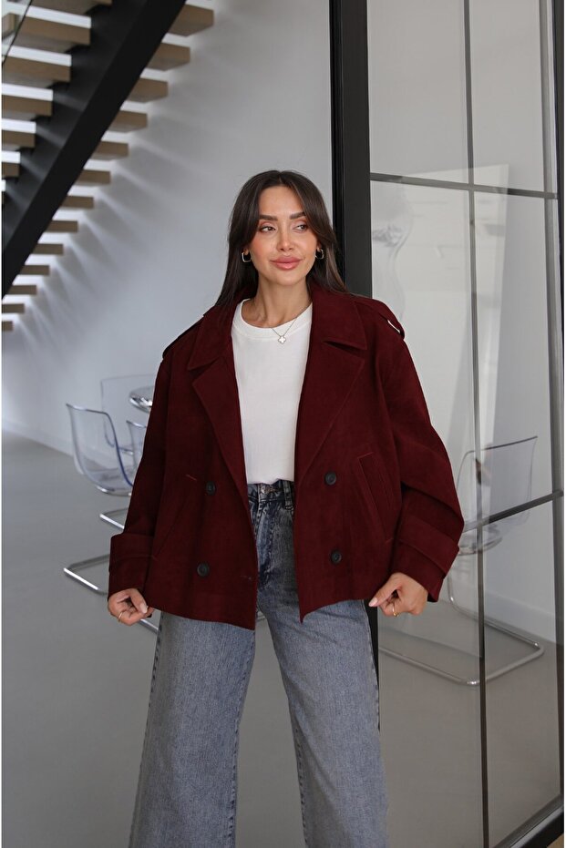 Bordo Loom Short Suede Jacket