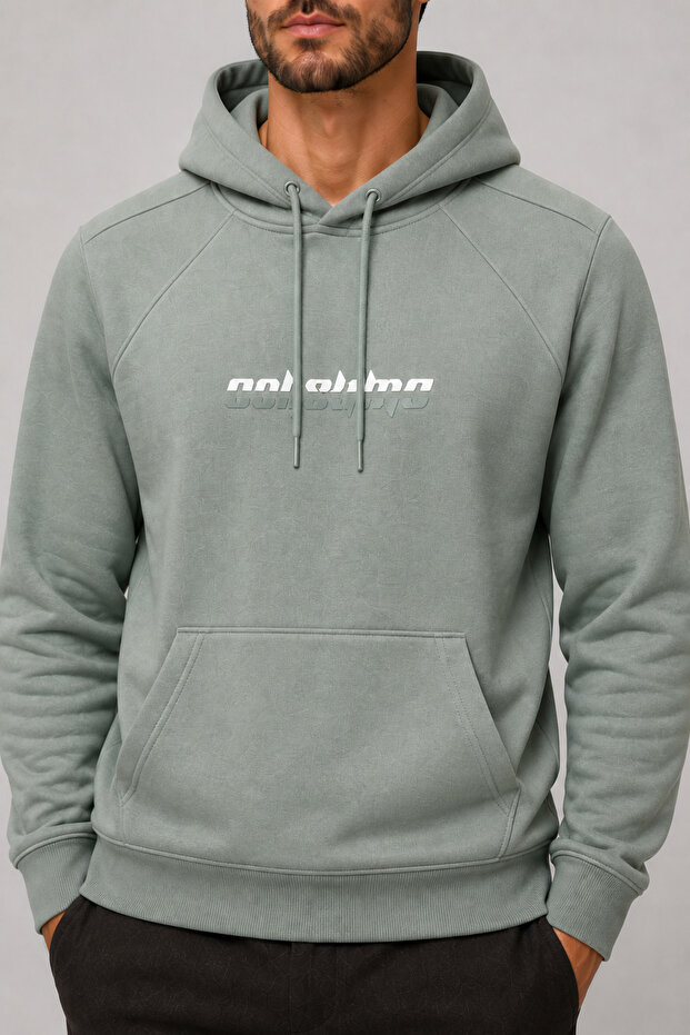 Consume Men's Regular Fit Hooded Sweatshirt Mint