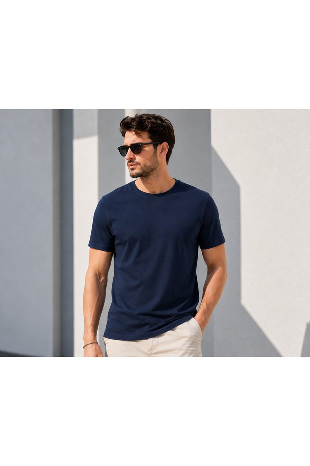Men's Basic T-Shirt Crew Neck Short Sleeve Solid Color Casual T-Shirt
